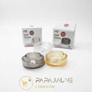 deli glass junk ashtray transparent, black,gold